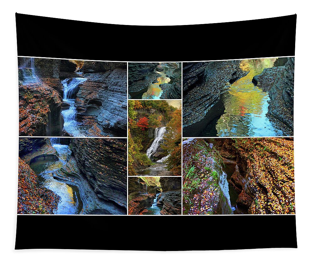Finger Lakes Tapestry featuring the photograph Finger Lakes Gorges Collage by Jessica Jenney