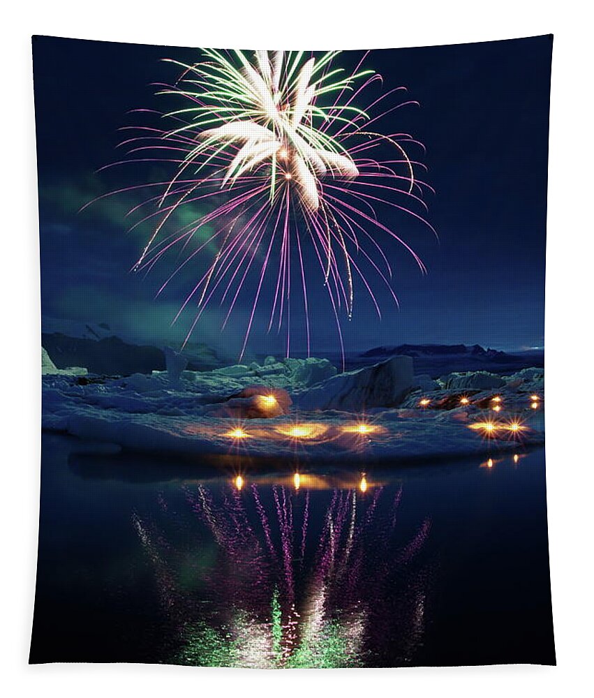 Fireworks Tapestry featuring the photograph Fire and ice #3 by Christopher Mathews