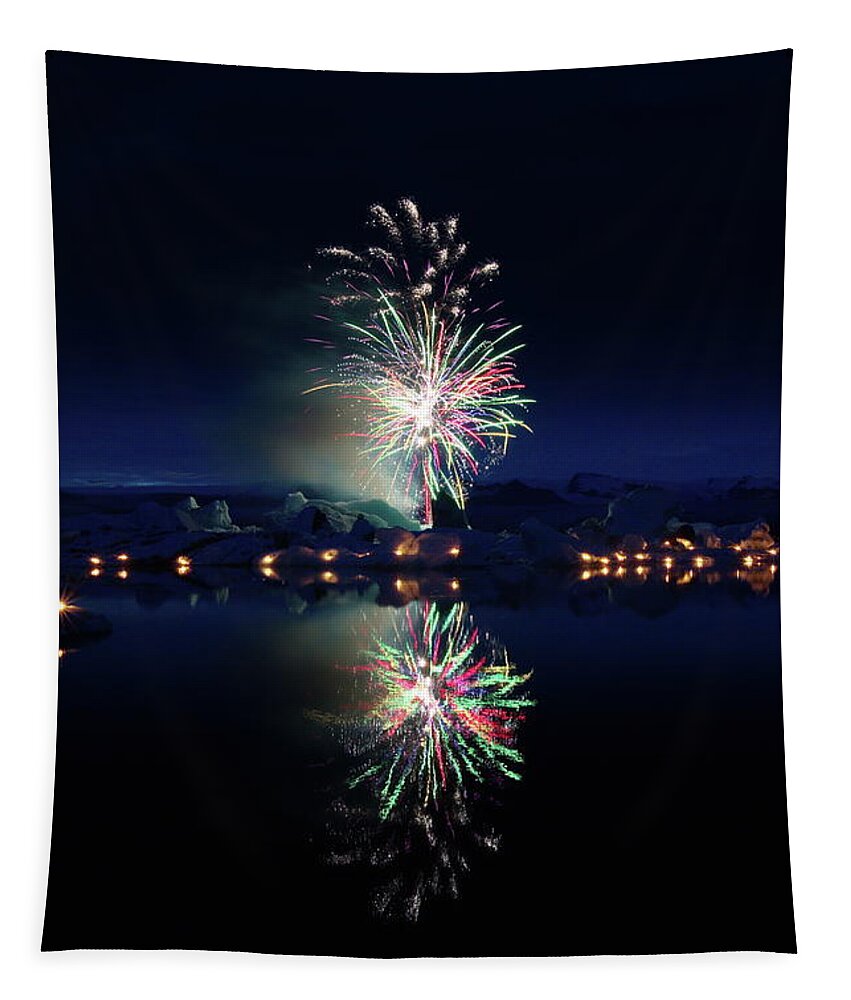 Fireworks Tapestry featuring the photograph Fire and ice #5 by Christopher Mathews