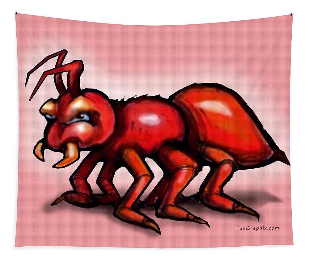 Ant Tapestry featuring the digital art Fire Ant by Kevin Middleton