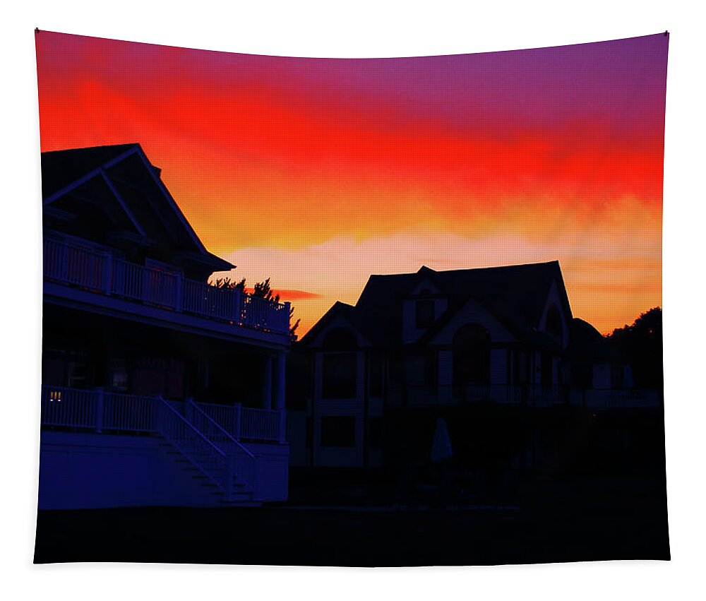 Scenic Tapestry featuring the photograph Fire in the Sky by Jim Feldman