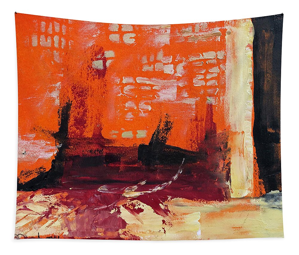 Abstrace Tapestry featuring the painting Fire In The Sky by Sharon Sieben