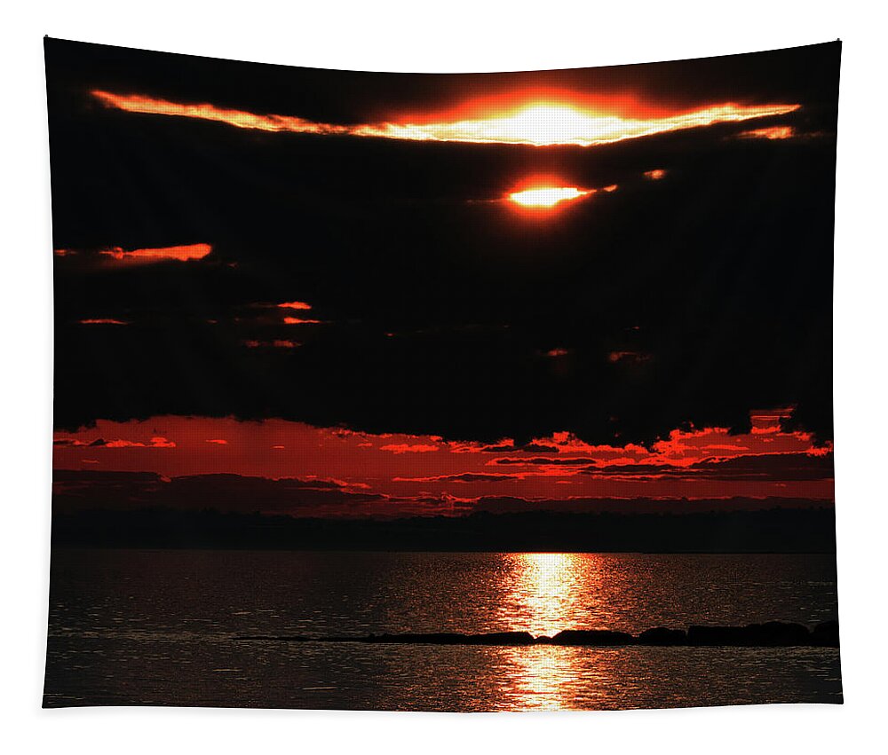 Sunset Tapestry featuring the photograph Fire in the Sky by William Selander