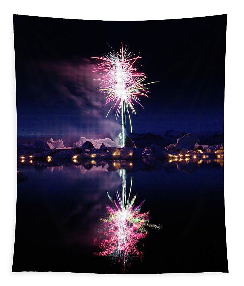 Fireworks Tapestry featuring the photograph Fire twins by Christopher Mathews