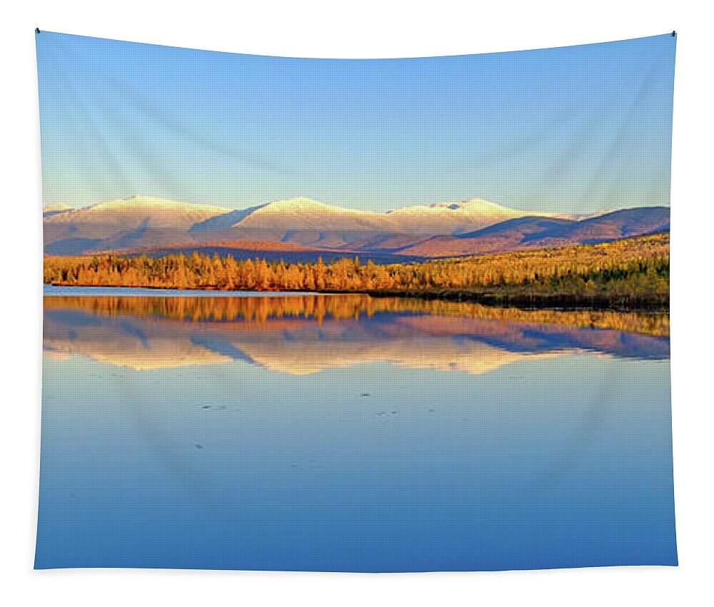 New Hampshire Tapestry featuring the photograph First Snow On the Presidential Range 2 by Jeff Sinon
