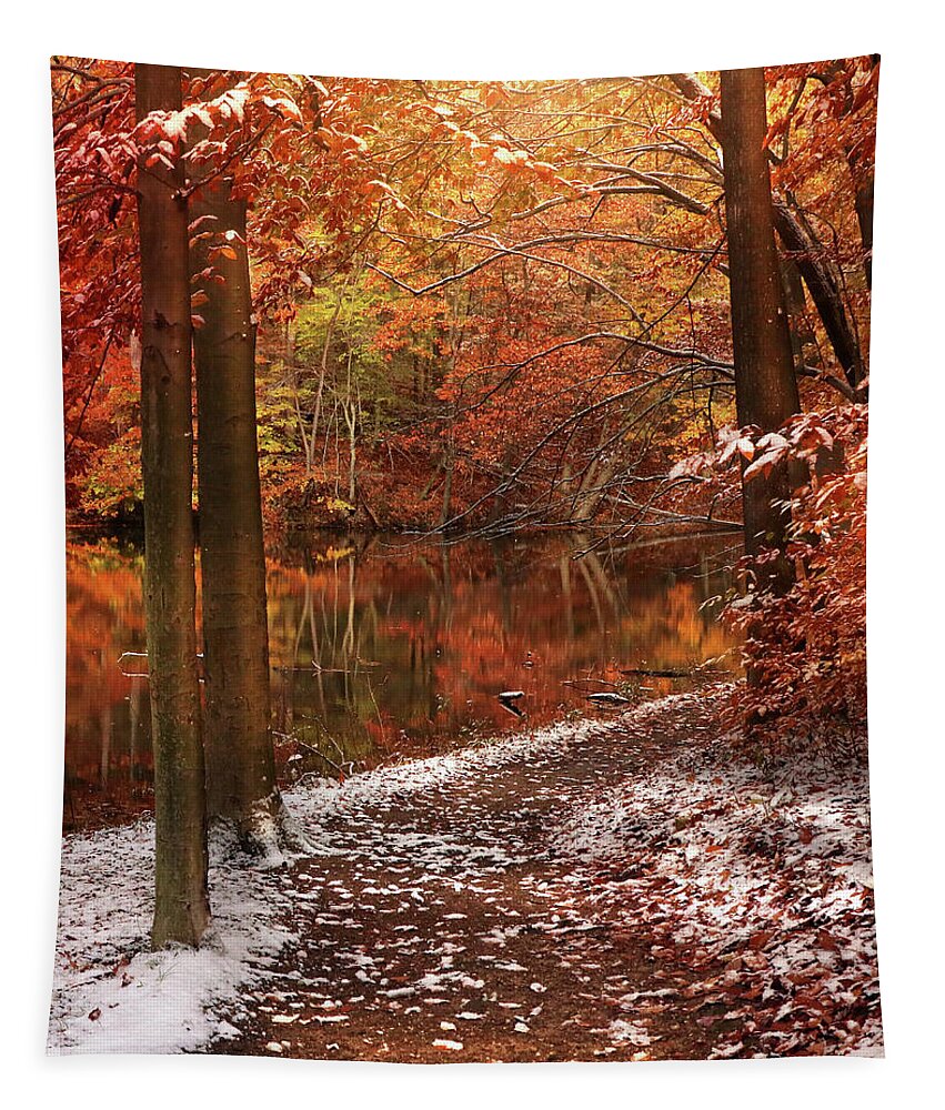  Tapestry featuring the photograph First Snow by Rob Blair