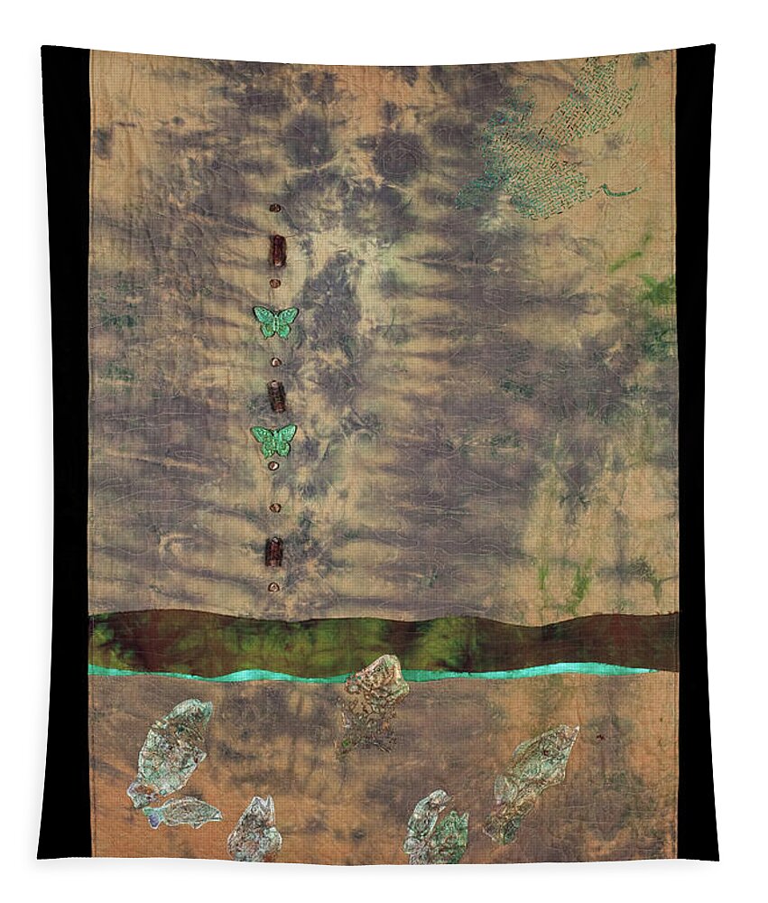 Fiber Art Tapestry featuring the mixed media Fish and Game by Vivian Aumond