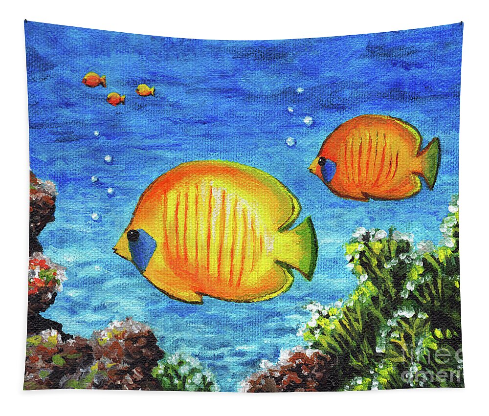 Fish Tapestry featuring the painting Fish by Lucie Dumas