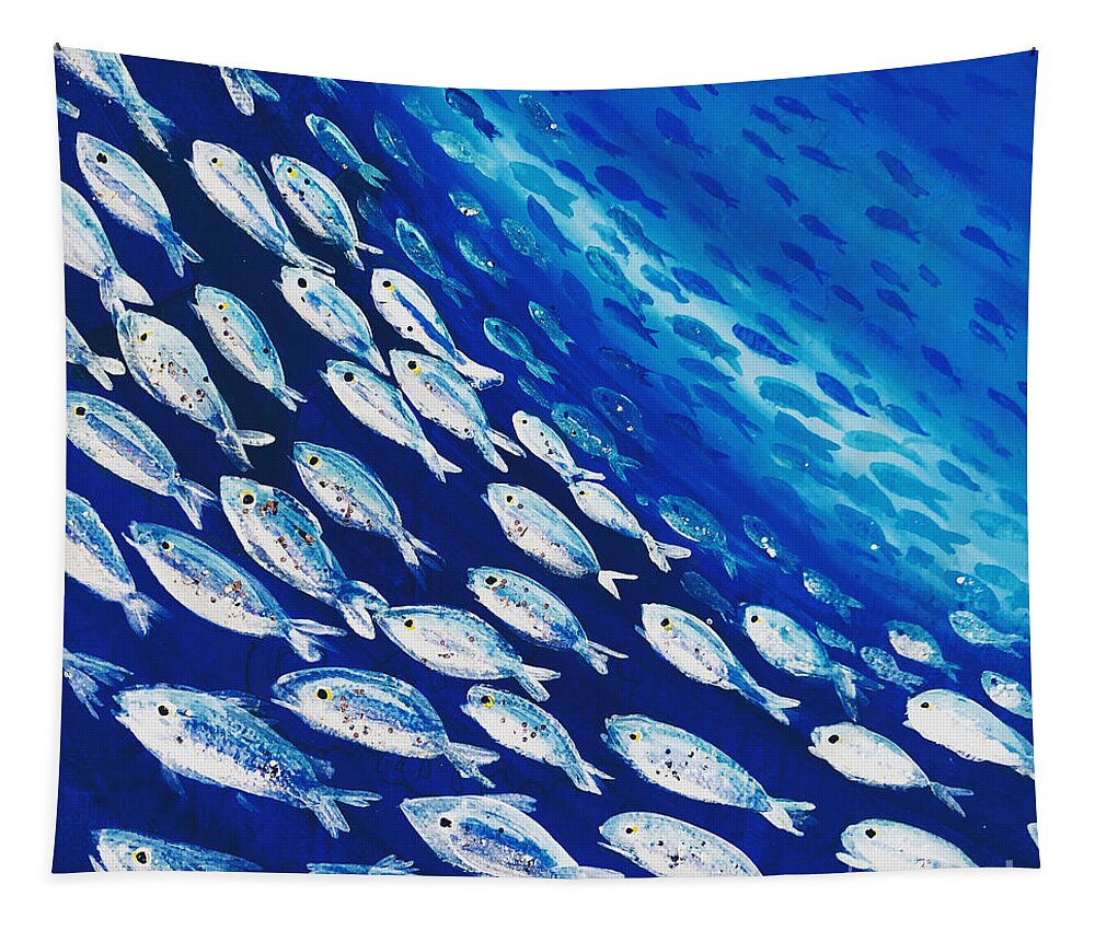 Fish-swirl Tapestry featuring the painting Fish Swirl by Midge Pippel