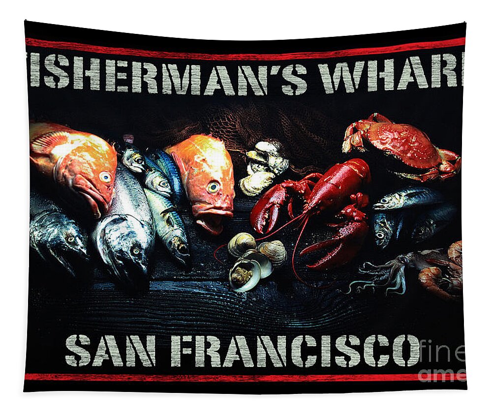 Fisherman's Wharf Tapestry featuring the digital art Fisherman's Wharf San Francisco by Brian Watt