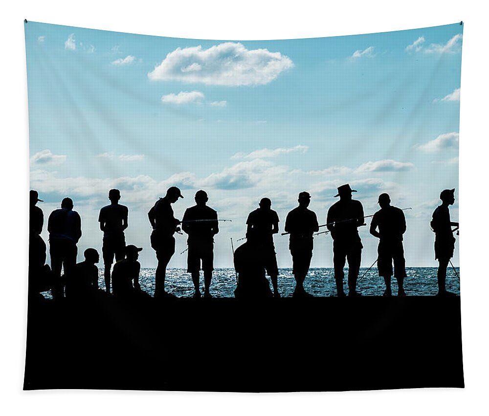 Cuba Tapestry featuring the photograph Fishing at the Malecon. Havana. Cuba by Lie Yim