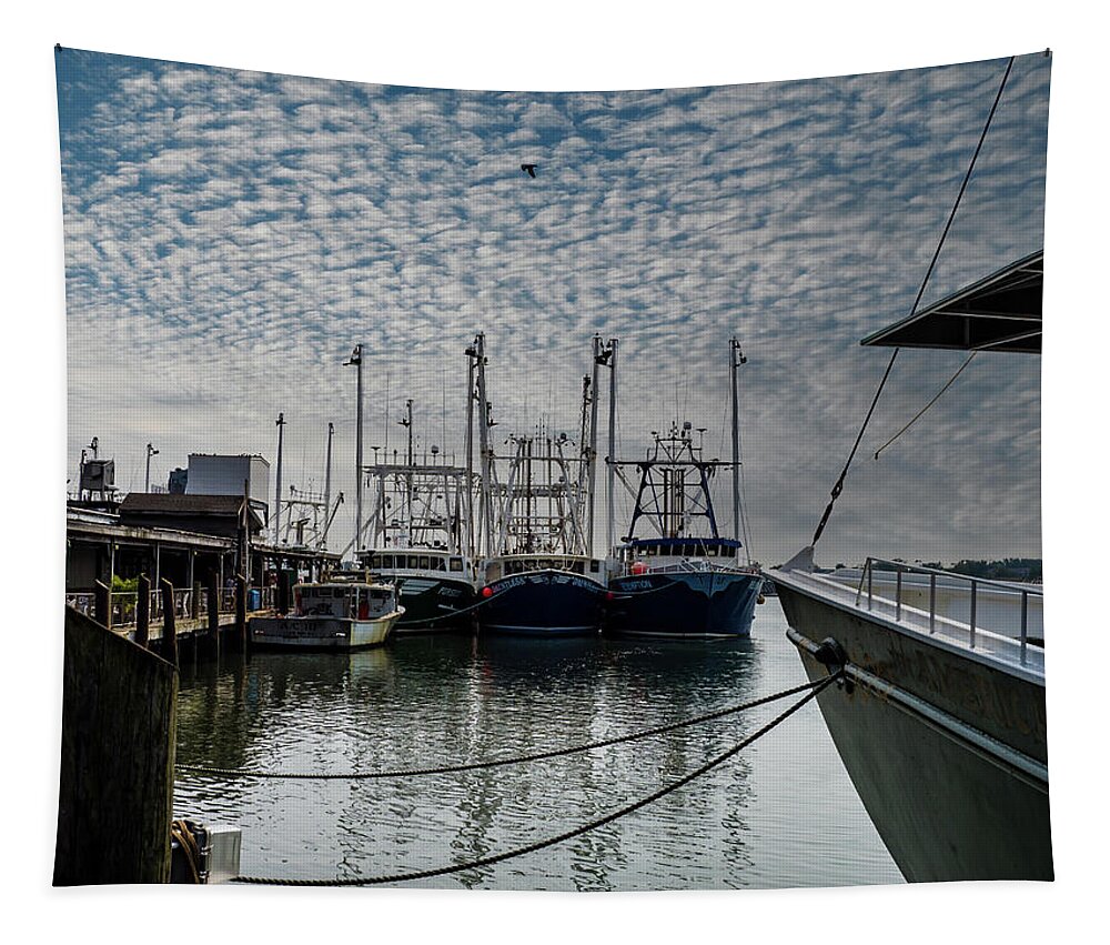Boats Tapestry featuring the photograph Fishing Boats Cape May by Louis Dallara
