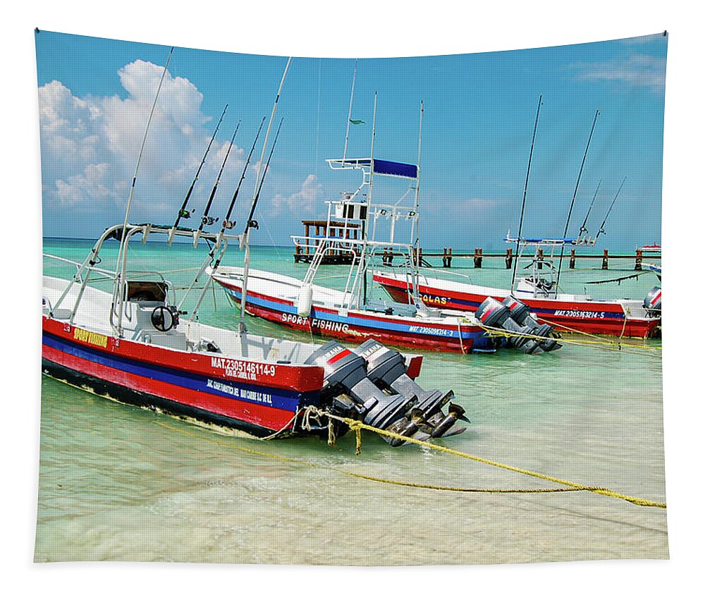 Fishing Boats Playa del Carmen Tapestry by William Scott Koenig - William  Scott Koenig - Artist Website
