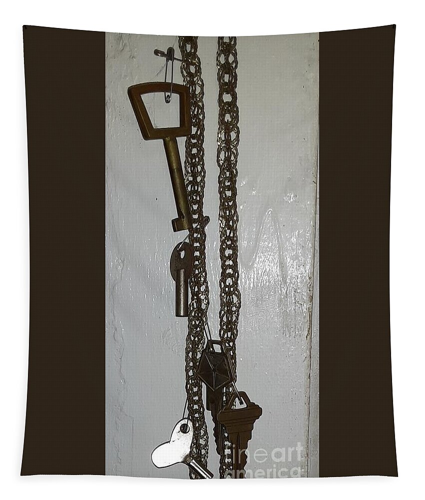 Keys Tapestry featuring the photograph Five Keys on the chain by Nancy Graham