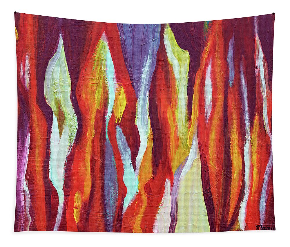 Flames Tapestry featuring the painting Flames by Maria Meester