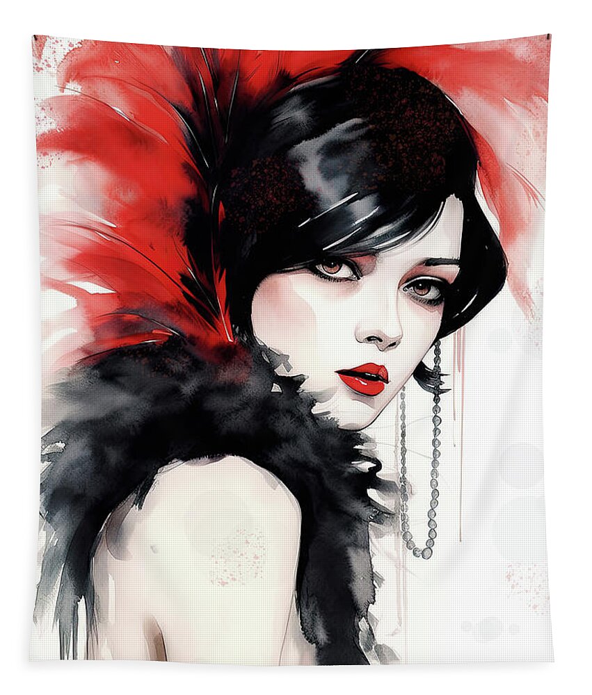 Flapper Girl Tapestry featuring the painting Flapper Girl Scarlette by Tina LeCour