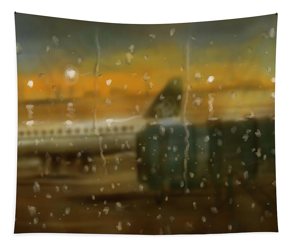 Flight Tapestry featuring the digital art Flight Delay by Larry Whitler