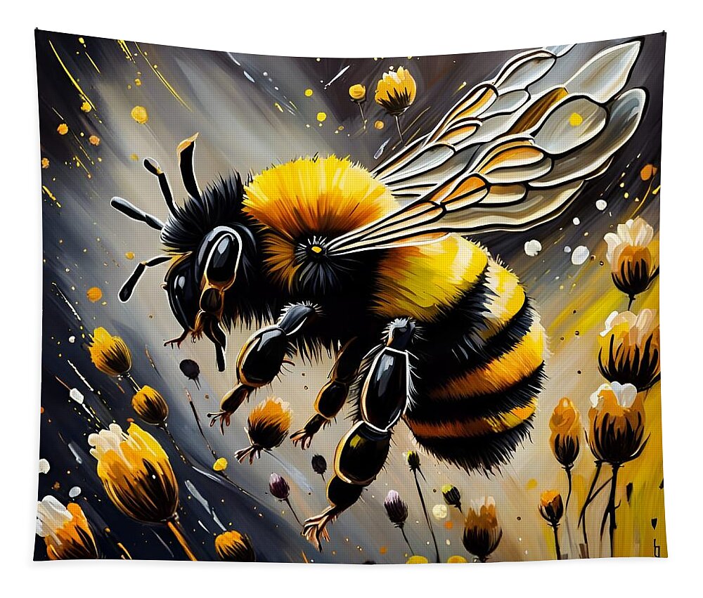 Ai Tapestry featuring the digital art Flight of the Bumble Bee by Cindy's Creative Corner