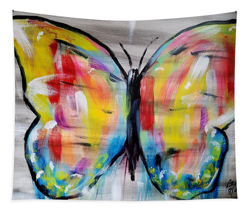 Butterfly Tapestry featuring the painting Flight Of The Butterfly by Brent Knippel