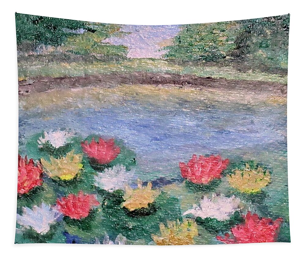 Landscape Tapestry featuring the painting Floating Flora by Gregory Dorosh