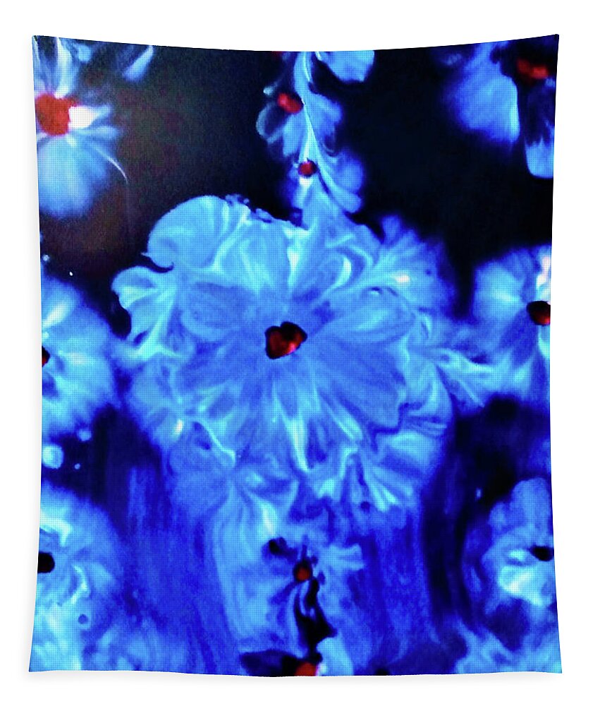 Float Tapestry featuring the painting Floating flowers by Anna Adams