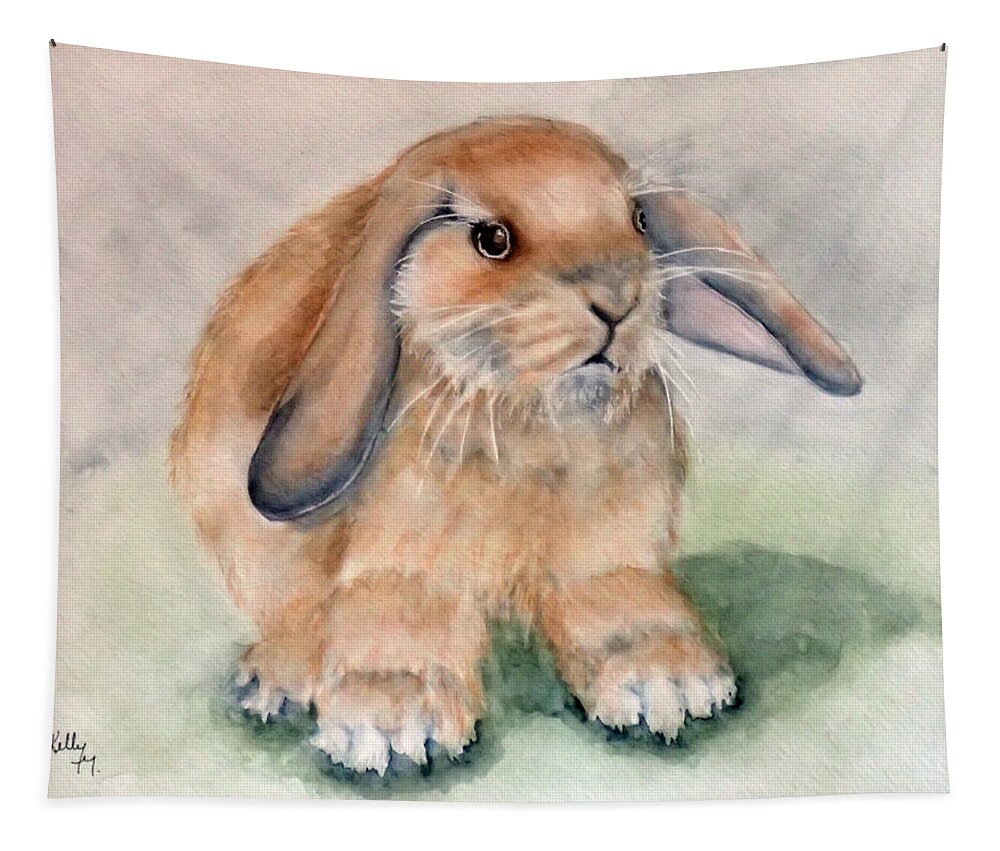 Bunny Tapestry featuring the painting Floppy Ear Bunny by Kelly Mills
