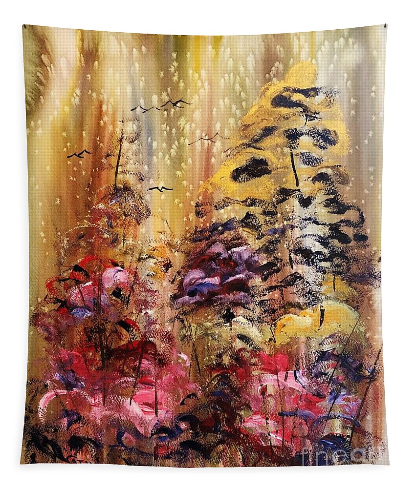 Flower Tapestry featuring the painting Abstract Flowers in Spring by Catherine Ludwig Donleycott