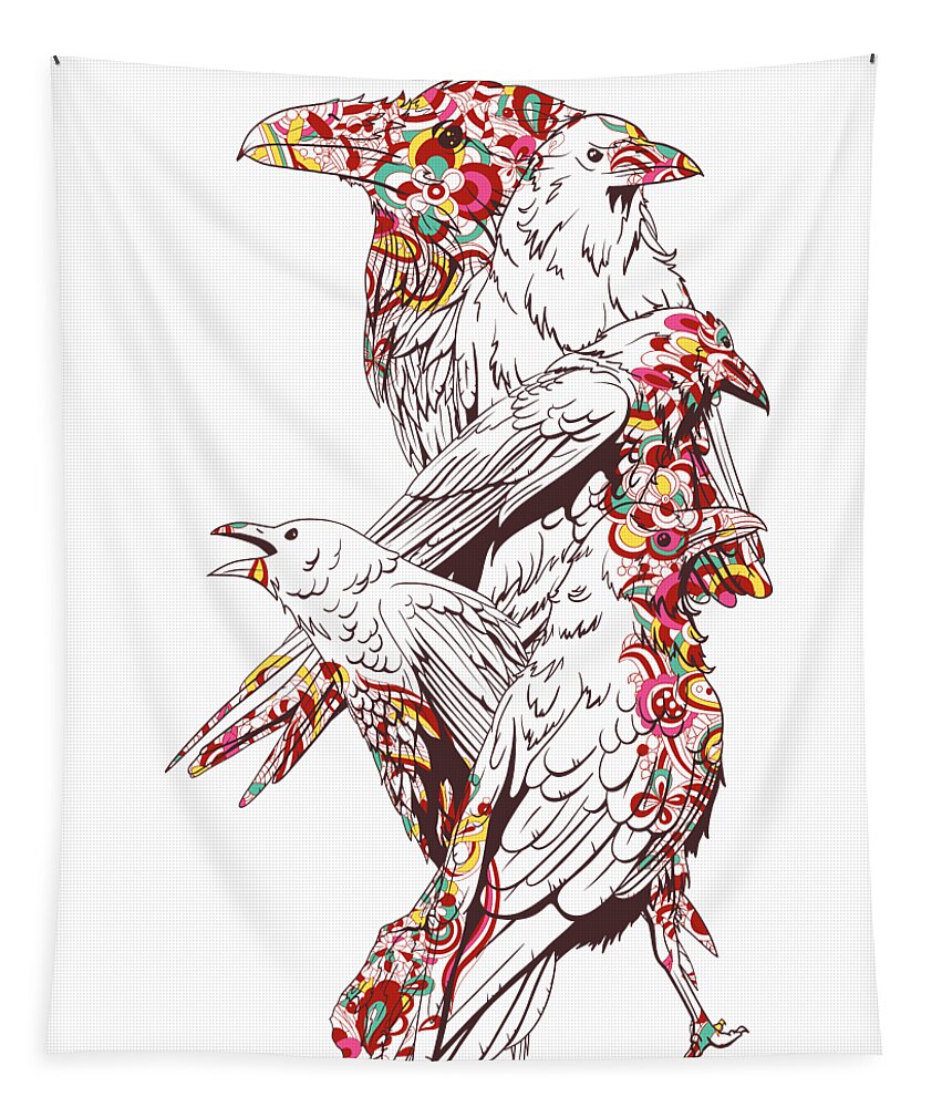 Colorful Tapestry featuring the digital art Floral Bird by Jacob Zelazny