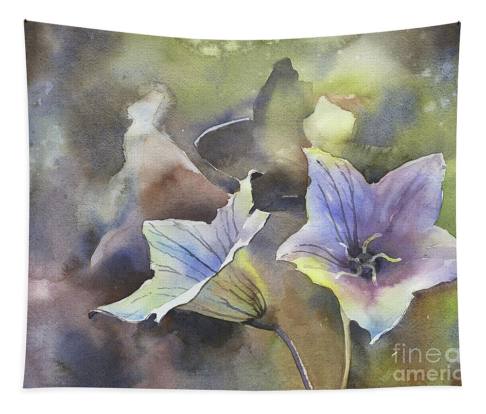 Art For House Tapestry featuring the painting Florals- Balloon Flowers by Ryan Fox