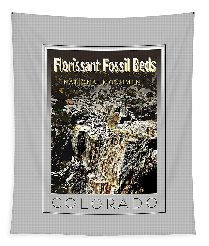 Florissant Tapestry featuring the digital art Florissant Fossil Beds National Park Stamp by Troy Stapek