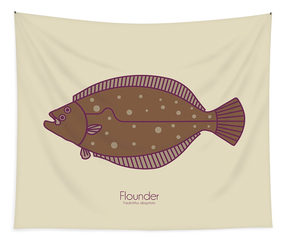 Flounder Tapestry featuring the digital art Flounder by Kevin Putman