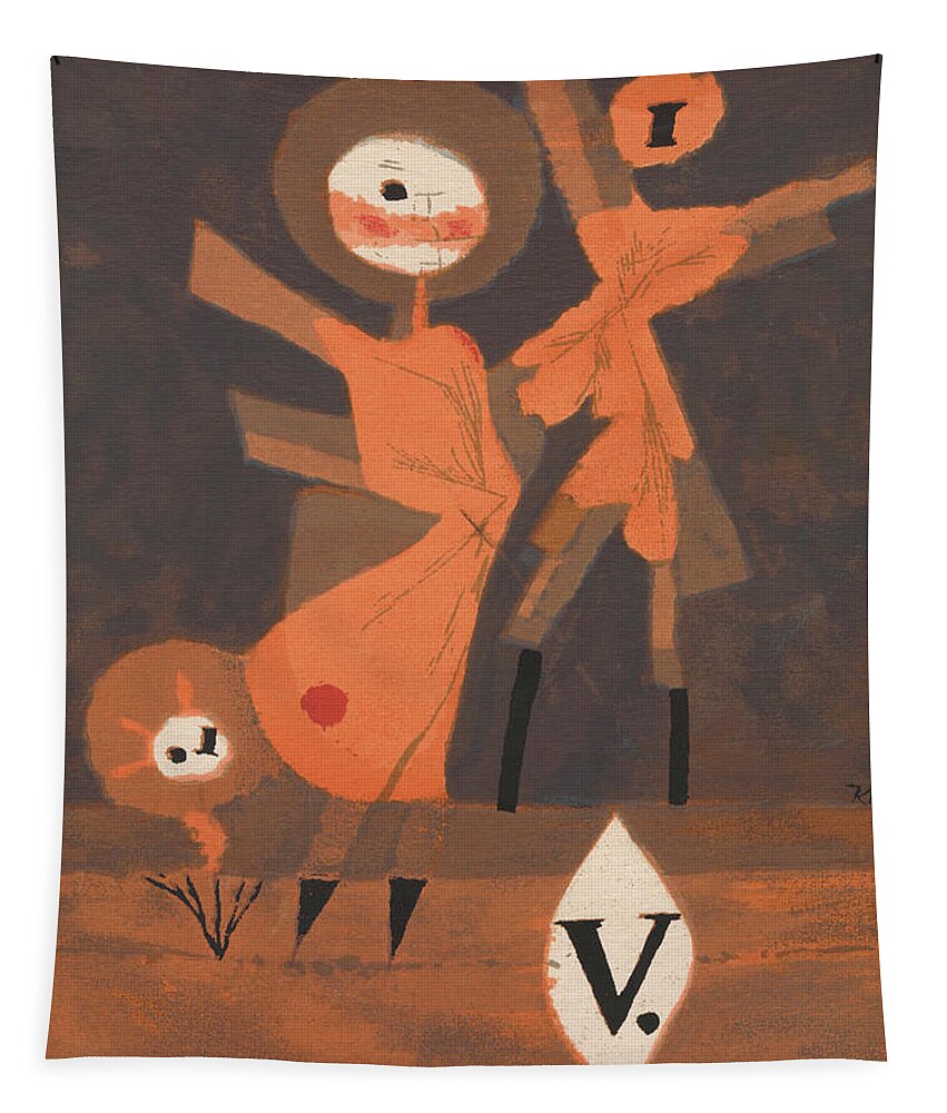 Paul Klee Tapestry featuring the painting Flower Family V by Paul Klee by Mango Art