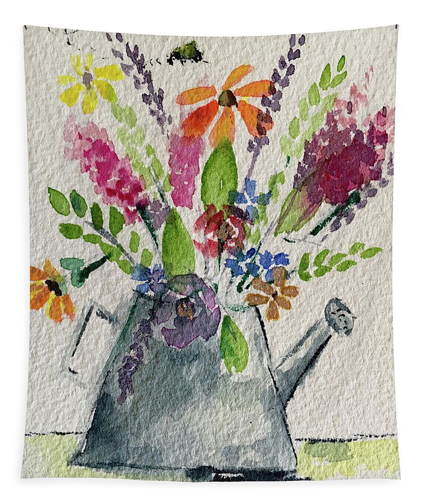 Flowers Tapestry featuring the painting Flower Buzz by Roxy Rich