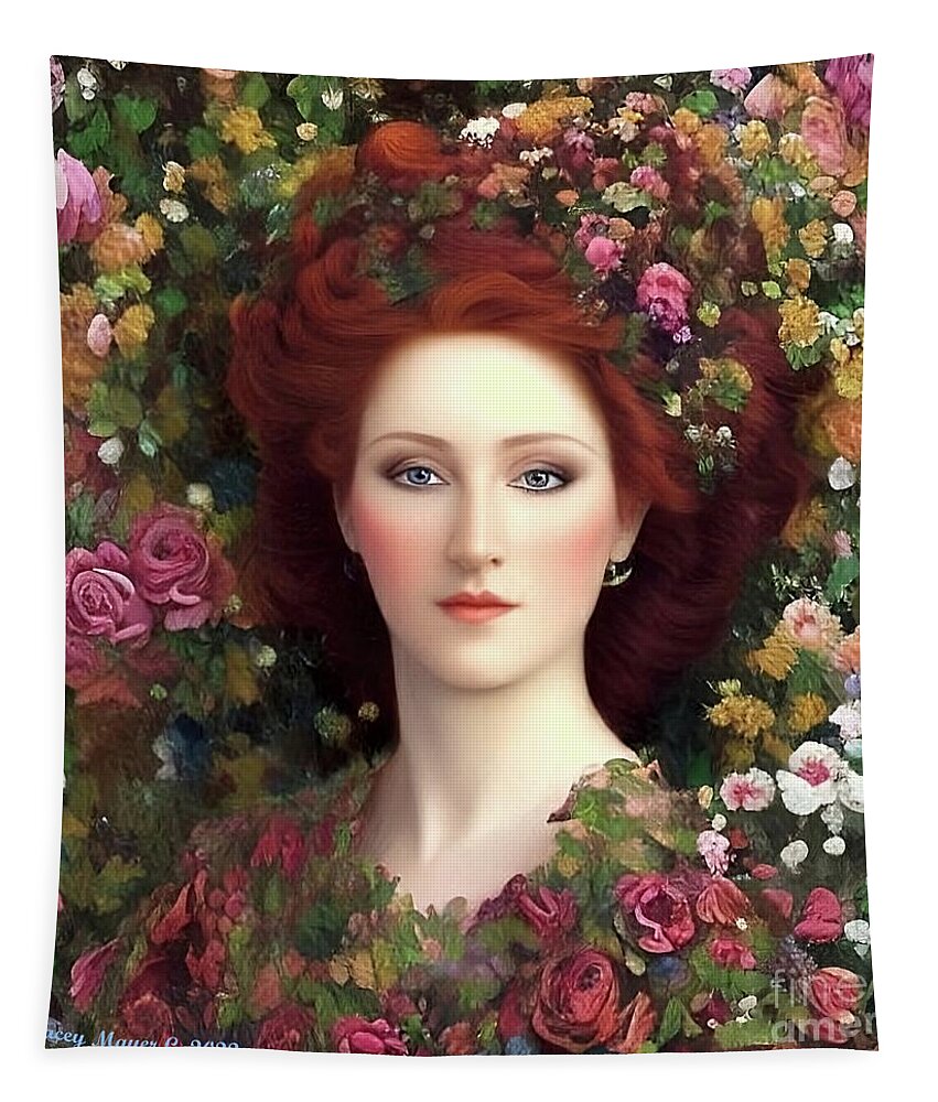 Fantasy Flowers Tapestry featuring the digital art Flower Fantasy Jennie by Stacey Mayer