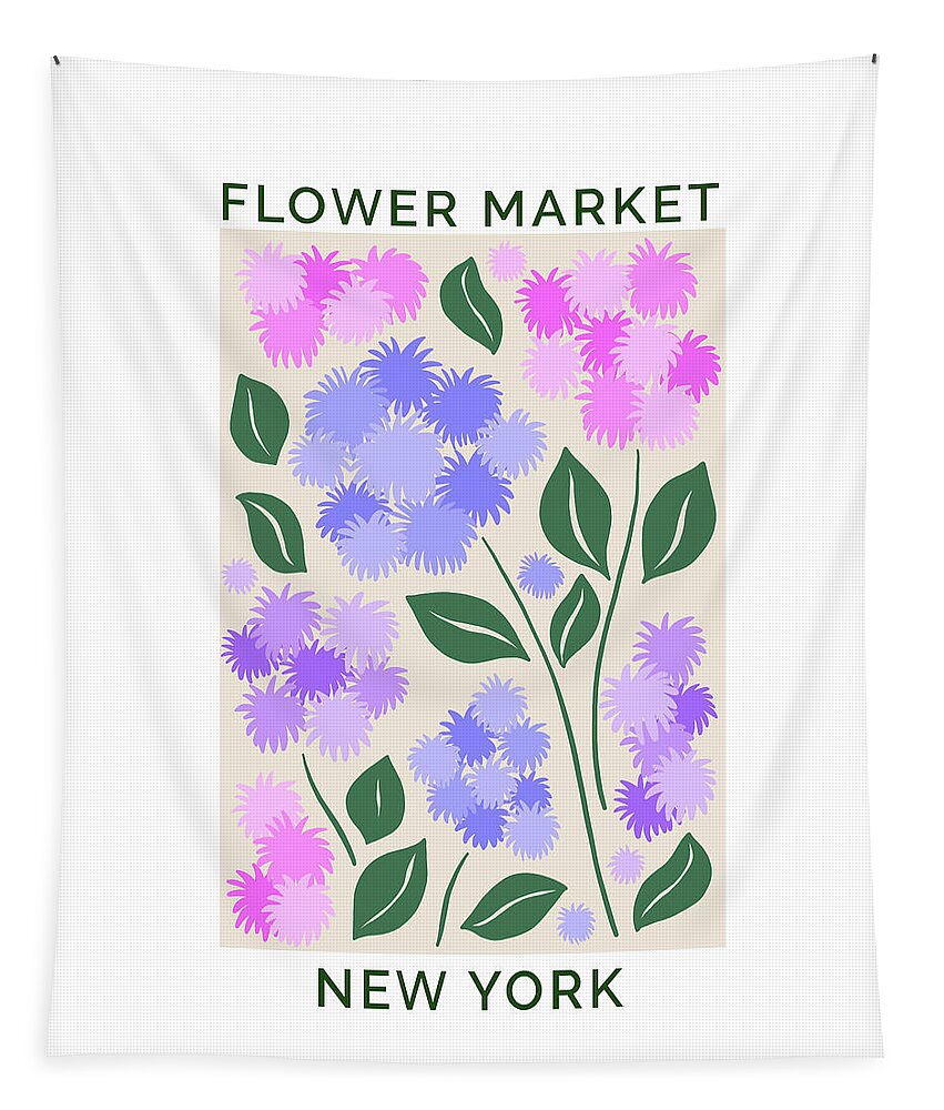 Flower Market Tapestry featuring the painting Flower Market New York Retro Floss Flowers by Modern Art