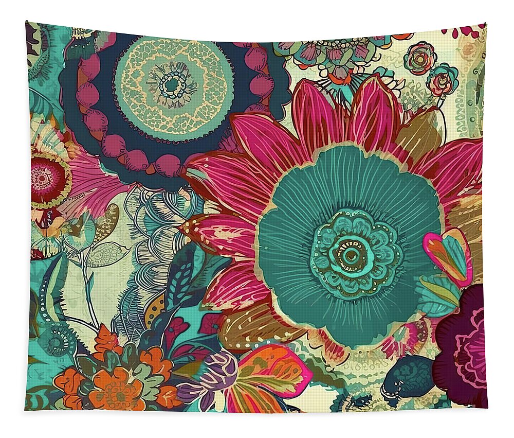 Flowers Tapestry featuring the painting Flower Meditations VIII by Mindy Sommers