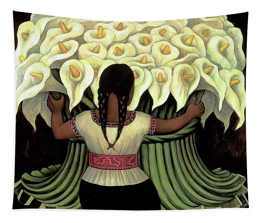 Flower Day Tapestry featuring the painting Flower Seller Rivera by Diego Rivera