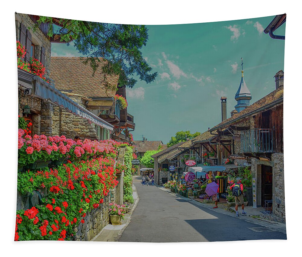 France Tapestry featuring the photograph Flowers and France, A Winning Combination by Marcy Wielfaert
