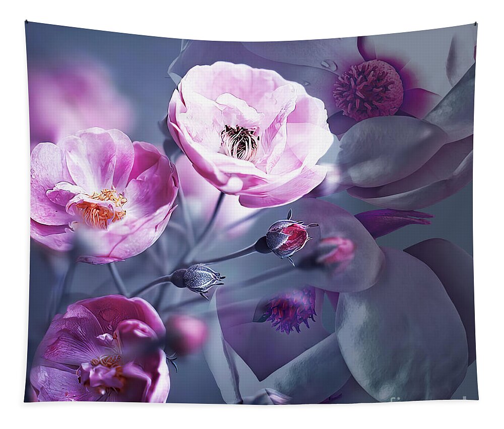 Dahlia Tapestry featuring the painting Flowers art 8801 by Gull G