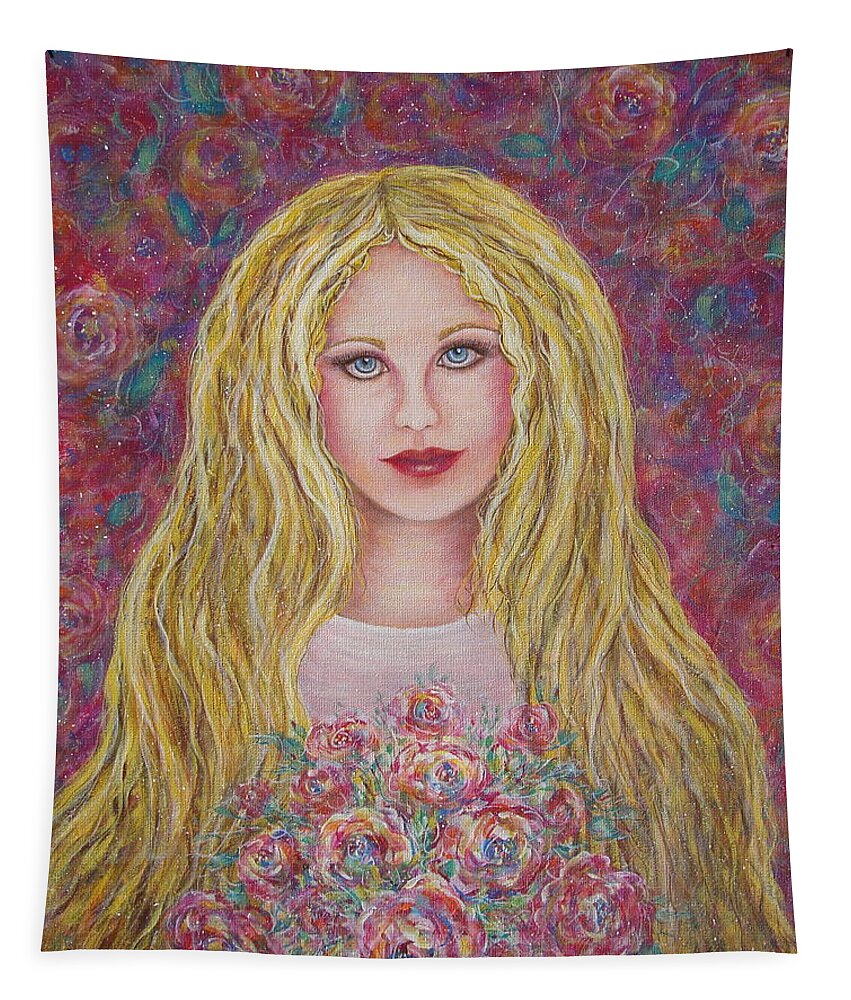 Figurative Art Tapestry featuring the painting Flowers For You by Natalie Holland