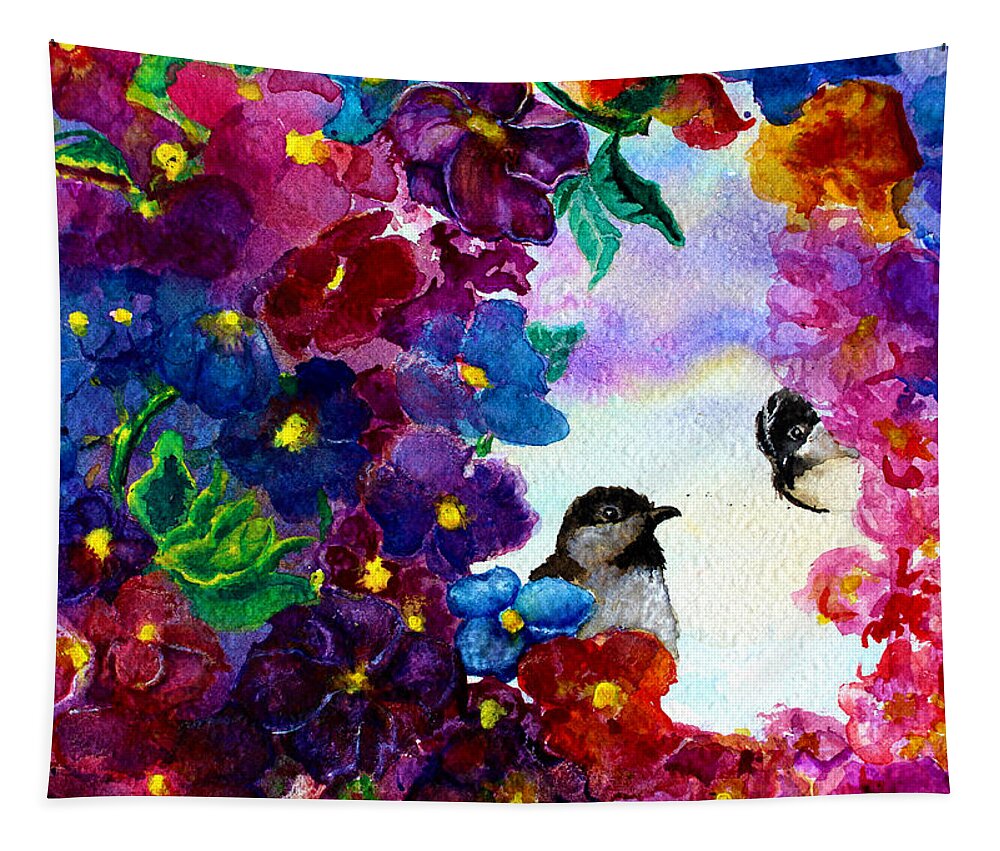 Beautiful Tapestry featuring the painting Flowery Love by Medea Ioseliani
