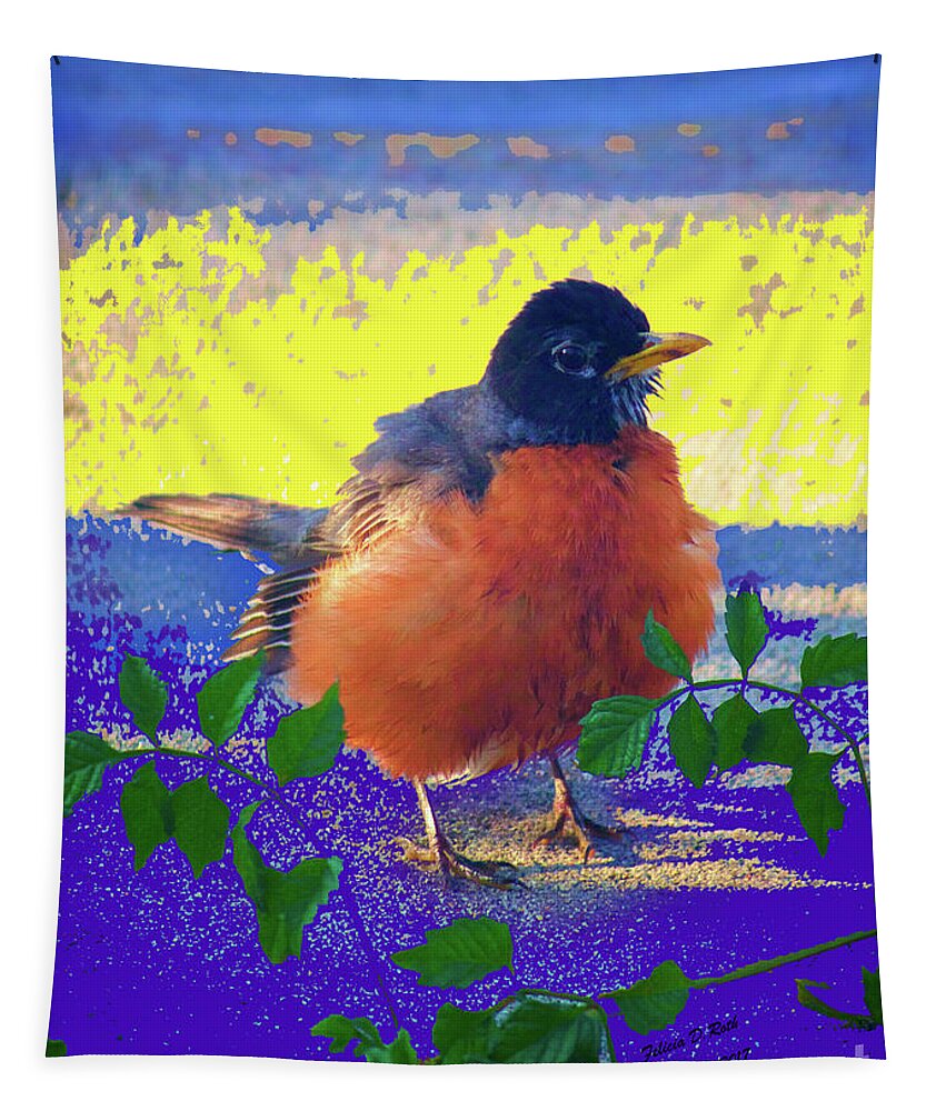 Robin Tapestry featuring the photograph Fluffy Robin by Felicia Roth