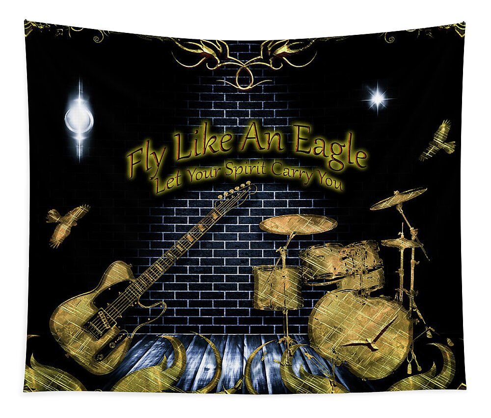 Rock Music Tapestry featuring the digital art Fly Like An Eagle by Michael Damiani