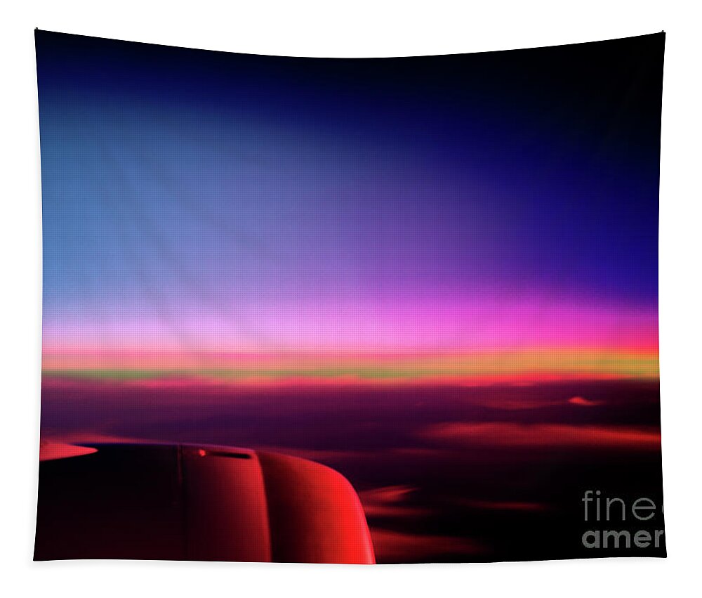 Flying Tapestry featuring the photograph Flying into the Sunrise by Manuela's Camera Obscura