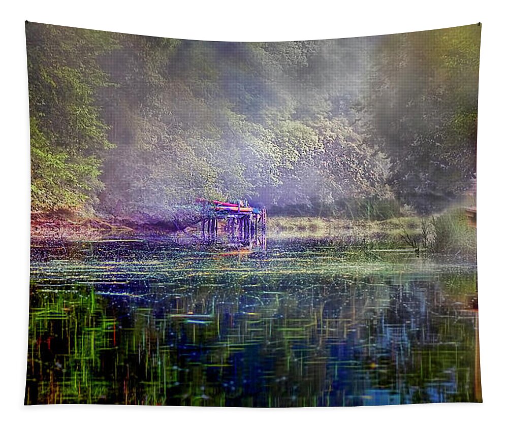 Fog Tapestry featuring the photograph Morning Fog on the Brook by Cordia Murphy