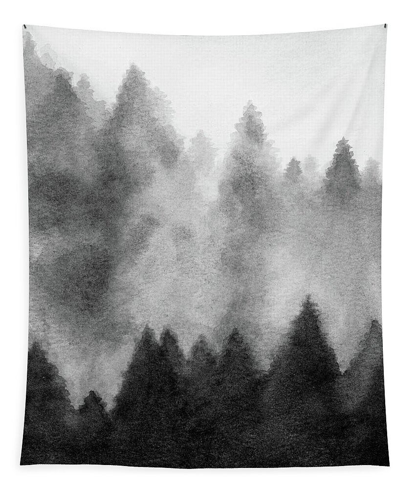 Misty Tapestry featuring the painting Foggy Forest I by Rachel Elise