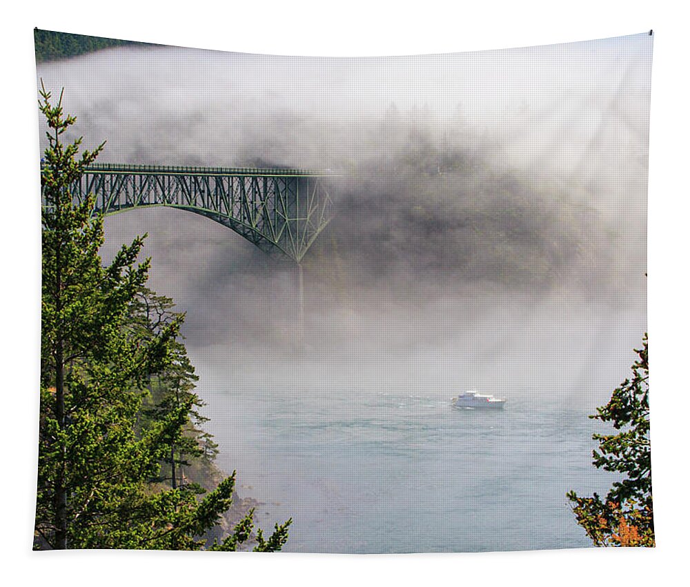 Fog Tapestry featuring the photograph Foggy Sunset Cruise by Tony Locke