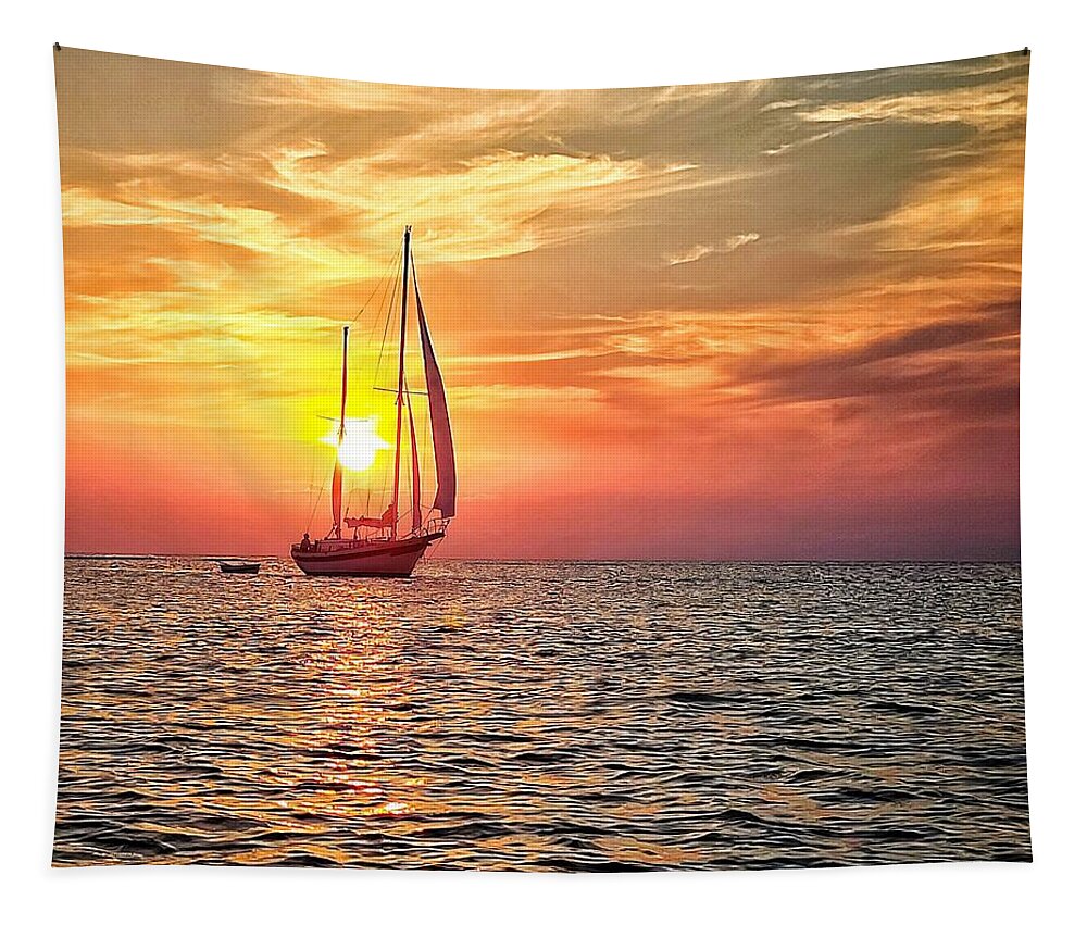 Sailboat Tapestry featuring the photograph Follow Me by Terry Ann Morris