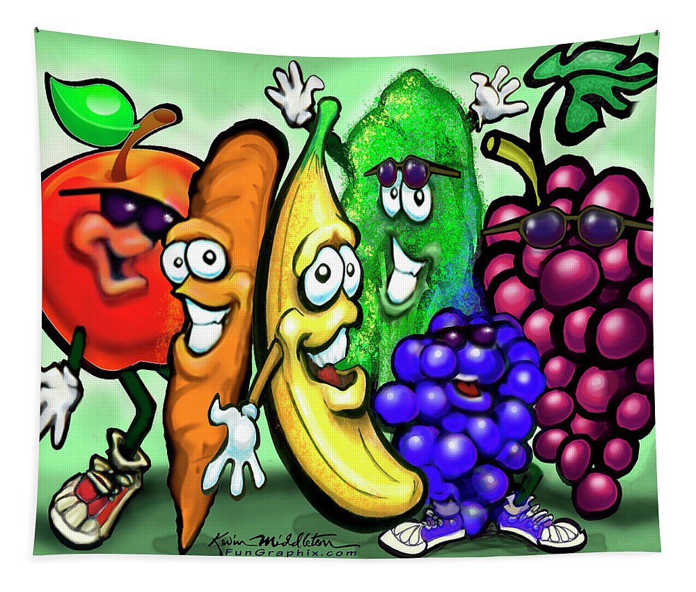 Food Tapestry featuring the digital art Food Rainbow by Kevin Middleton