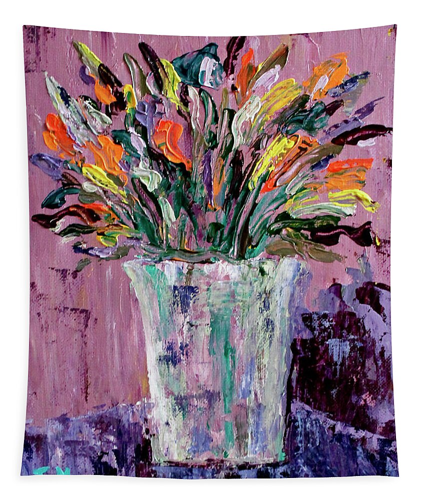 Flowers Tapestry featuring the painting Flowers For Amy by Teresa Moerer